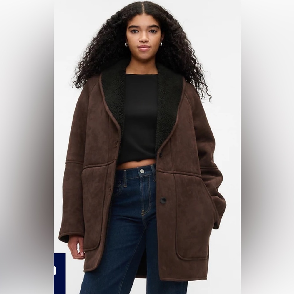 Vegan Suede Shawl Collar Coat NWT